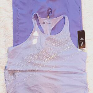 Adidas Lavender AEROREADY 2 Piece Training Tank Shirt & Leggings Set